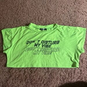 Lime Green Graphic Tee - "Don't Disturb My Vibe"